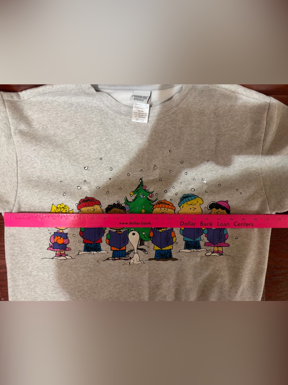 Peanuts Christmas Caroling Sweatshirt Grey Heather Snoopy Large - Picture 7 of 10